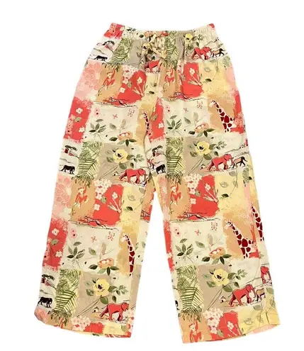 Amy K Su Sport Safari Animals Colorful Drawstring Lounge Pajama Pants Sz M Yellow Size M