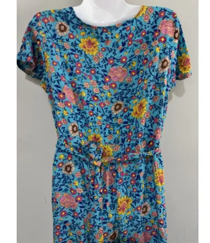 Pretty Garden Wrap Short Sleeve Maxi Dress Colorful Beautiful Boho Prairie sz M Size M
