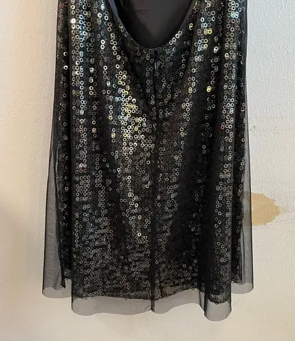 Dave and Johnny by Laura Ryner Dress Black Sequin Skirt Exposed Back Sz 11/12 EUC
