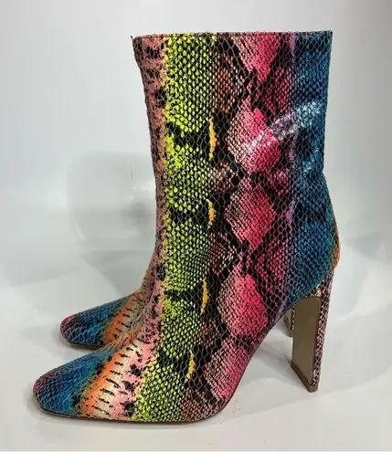 Azalea Wang skaywalker rainbow snake skin boots heeled boots women’s size 7 Pink