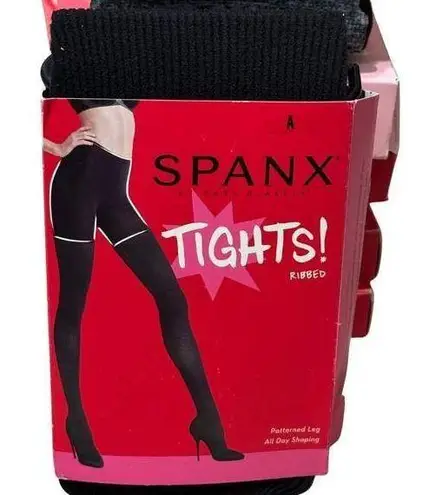 Spanx  Ribbed Tights Slimming Shapewear Tummy Control Textured Shaping Black A