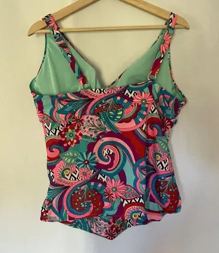 Colorful Boho Paisley Swimsuit Top women's size 2XL casual beachy v