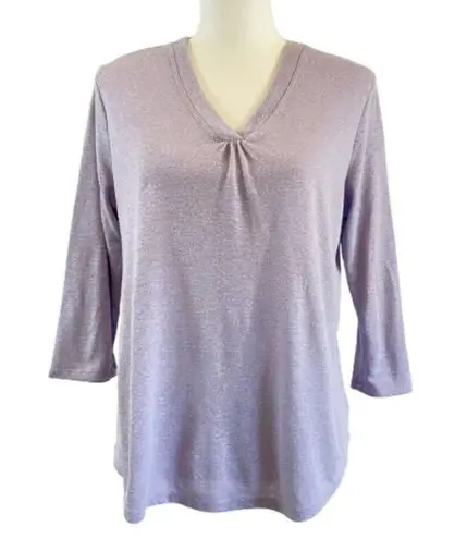 Orvis  Women's Small V-Neck Top Purple 3/4 Sleeve Shirt Linen Blend NWOT