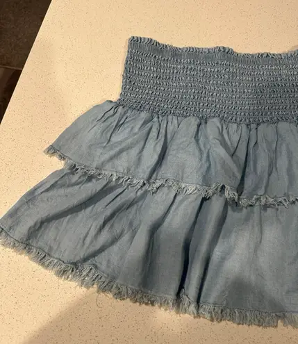 Aerie Rock 'n' Ruffle Tiered Ruffle Blue Mini Skirt