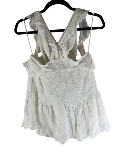 Karina Grimaldi Marigot Mini Dress Textured Floral Cutouts Sleeveless White M