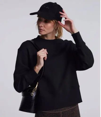 Varley Eton Crewneck Side Zipper Boxy Sweat Sweatshirt Black Size Small