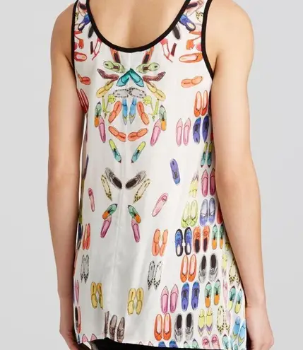 Karen Kane Shoe Novelty Handkerchief Scoop Neck Sleeveless Tank Top XS White