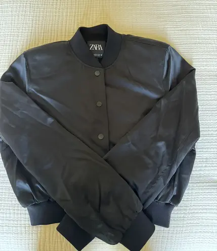 ZARA Satin Cropped Bomber Jacket