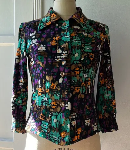 Vintage Japanese Floral Shaket•sz S Black