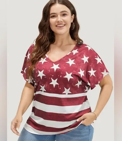 NWT!Women's Red & White Star Print Top Size 14