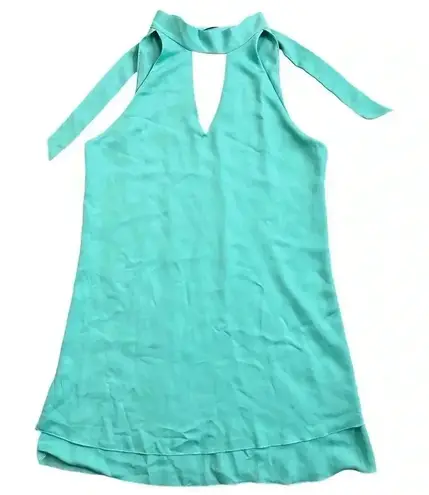 Tyche Teal Mock VNeck Sleeveless Mini Dress Size Small