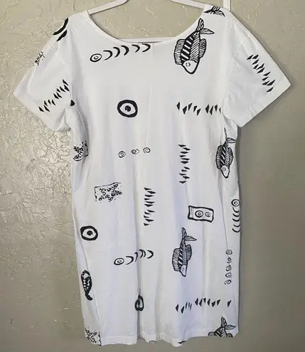 Ladies Pull Over Sleep Shirt, White with Sea Design, IG Sport, XL Lounge Comfy