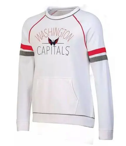 NHL Washington Capitals Women's White Fleece Crew Sweatshirt, Large