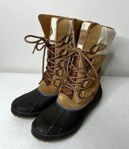 Khombu Cozy Pac Tall Lace Up Suede Knit Duck Boots