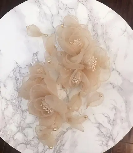 Bridal Wedding Prom Birthday Cream Large Chiffon Floral Hairpins Headpiece