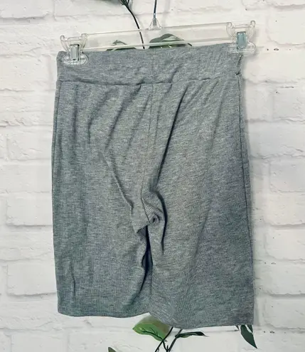 Boutique Grey Rib Knit Biker Shorts