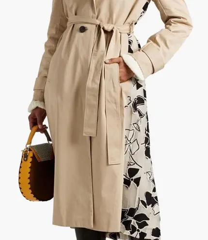 Jason Wu NEW | Floral Print Chiffonpaneled Cotton Gabardine Trench Coat