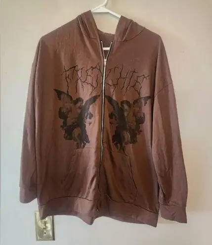 Womens brown full zip hoodie angels size medium