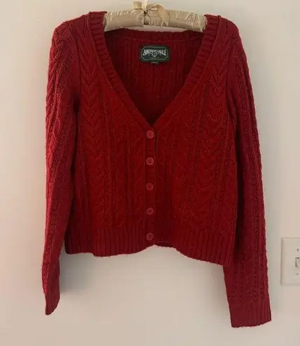 American Eagle  cozy red cardigan size M