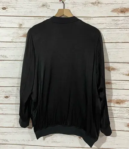 Universal Standard Satin Bomber Jacket - Black - S (14-16)