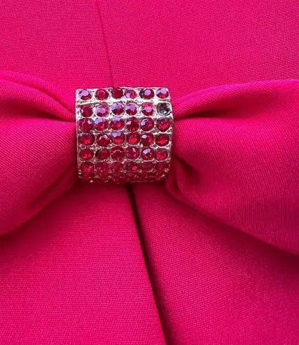 Albert Nipon Vintage Red Rhinestone Bow Evening Cocktail Holiday Dress As Is 8