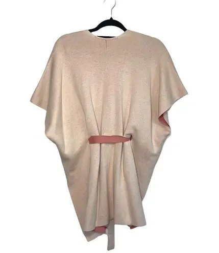 The Loft  NWT Cream & Pink Reversible Belted Poncho Sweater Xsmall Small