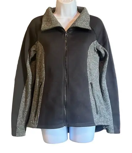 Columbia  Black Gray Full Zip Raglan Long Sleeve Fleece Jacket Small Gorpcore - Image 1