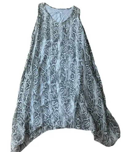 Gigi Moda Silk Blend Sleeveless Snakeskin Print Dress Made in Italy One Size Gray Size M