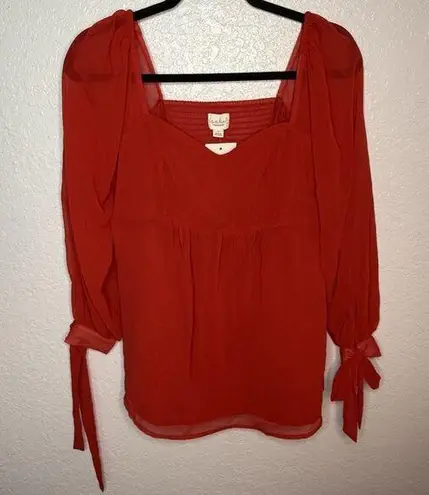 Isabel Maternity Long Sleeve Corsetry Woven Maternity Shirt Red Size Small NEW!