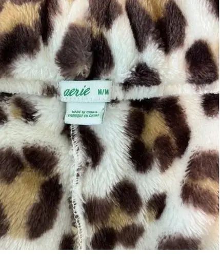 Aerie  Sherpa Boxer Fuzzy Soft Sleep Lounge Shorts Leopard Print Size Medium