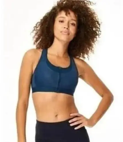 Sweaty Betty  Ultra Zip front blue sports bra Size 34A