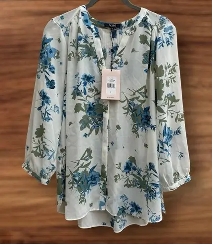 NYDJ Sheer Floral Pintuck Blouse in Morganza