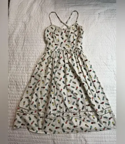 Cooperative Womens Dress Ivory Pineapple Print Cutout Criss Cross X Back