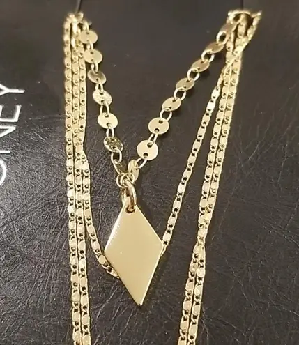 Vanessa Mooney 💕💕 Gold Layered Necklace Diamond Shape Charms NWT