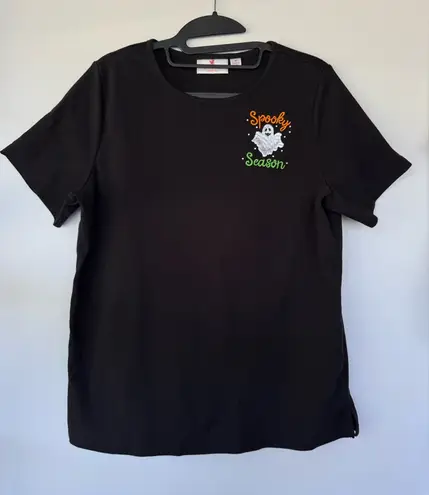 Quacker Factory Black Short Sleeve Tee Size M Halloween Ghost