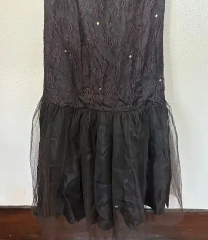 Jolie Madame A Division of Leo Dinerman Inc Vintage Black Lace Rhinestone Embellished Mermaid Style Strapless Formal Dress