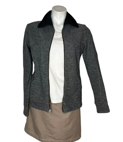 IBEX Merino Wool Jacket Sweater Heather Grey Full Zip Womens Size Medium USA Gray