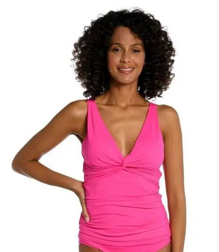 La Blanca Island Goddess Twist Tie Back Tankini Top Tummy Control Pop Pink 4
