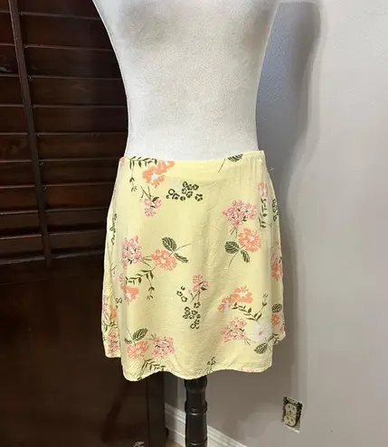 Abound  Womens Straight Skirt Multicolor Yellow Floral Mini Lined Side Zip M New