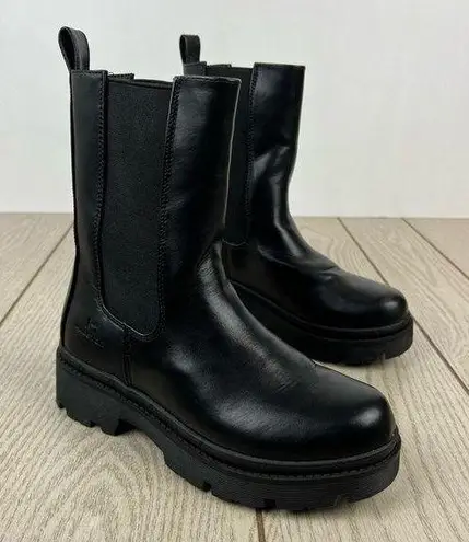 H by Halston H Halston Rio Lug Sole Tall Chelsea Boots US6/EUR36.5 Black Vegan Leather $125