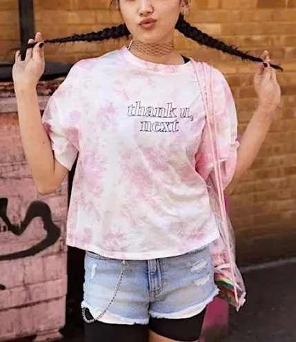 Ariana Grande H&M Divided Thank U Next Pink Tie Dye Cropped Tee Top Size Large