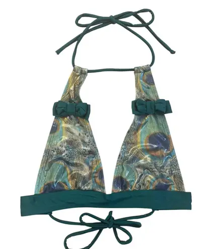 FABLES By BARRIE Custom Metallic Peacock Ruffled Festival Rave Party Bikini Sz S Green