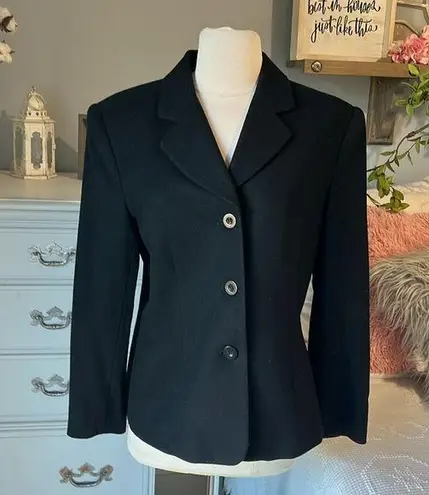 Jacqueline Ferrar Vintage Cashmere Wool Black Blazer Jacket Suit Womens 8