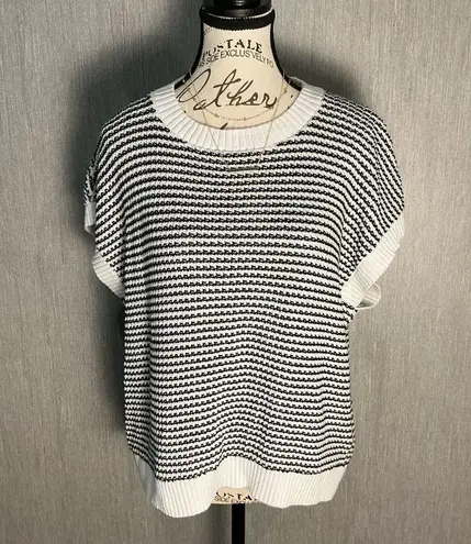 PRETTYGARDEN Black and White Knit Sweater Size XL