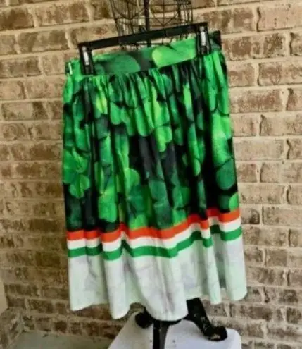 Vintage Shamrock Skirt Ireland Colors 30" Waist Flared Side Zip St Patr… Size undefined