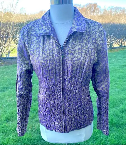 UBU Peck Your Personality Reversible Metallic Purple Zip Up Jacket