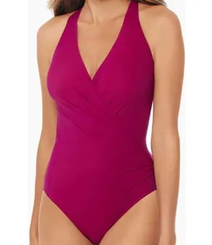 MiracleSuit Wrapsody One Piece Swimwear Bikini V Neck Padded Framboise Purple 12