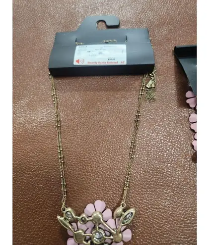 Simply Vera Wang 3D Pink Triple Floral Statement Necklace & Earrings Set