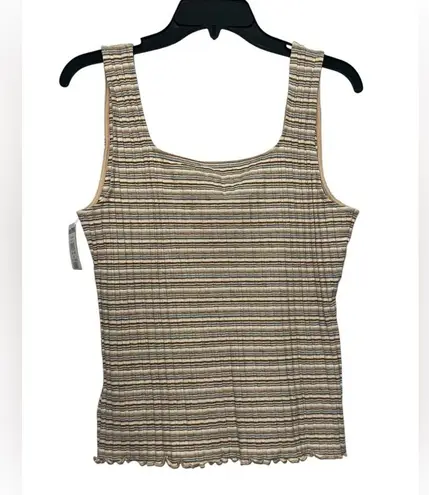 Nation Ltd Babs Tank Size Large In Layer Cake Striped Ribbed Square Neck NWT