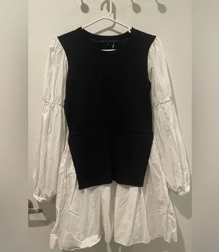 English Factory -MIXED MEDIA POPLIN MINI DRESS